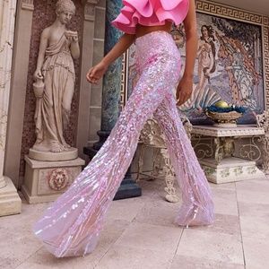 ELIYA THE LABEL ALYCE PANTS: Sparkle pink pants (Size L)